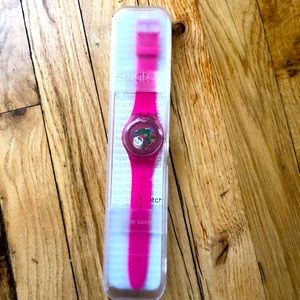 Swatch hot pink gears watch